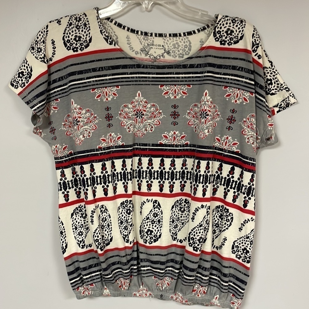 Sonoma super cute  pullover top/ blouse, Elastic hemline, cotton blend, Large
